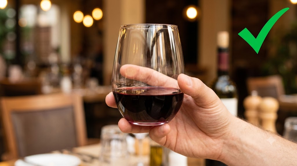 How to hold a stemless wineglass