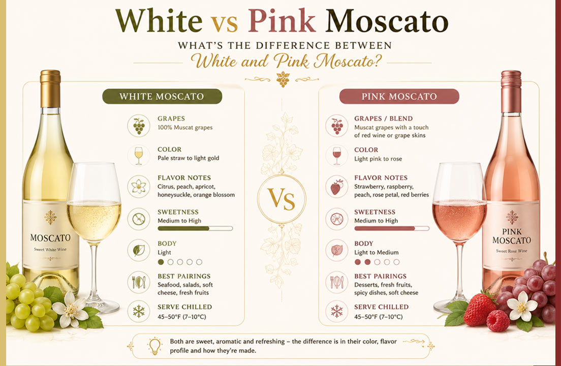 Difference Between White and Pink Moscato