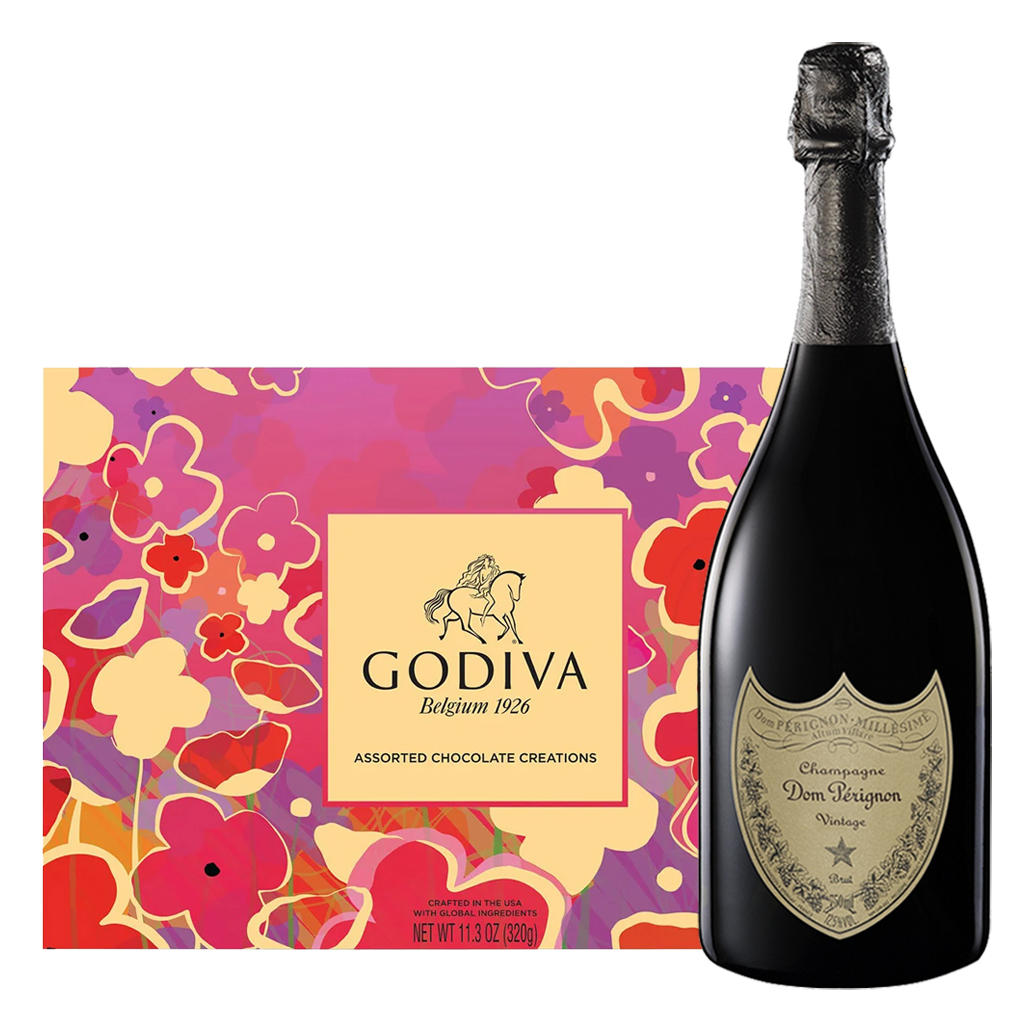 Dom Perignon Champagne With 26Pc Godiva Chocolate Gift Set