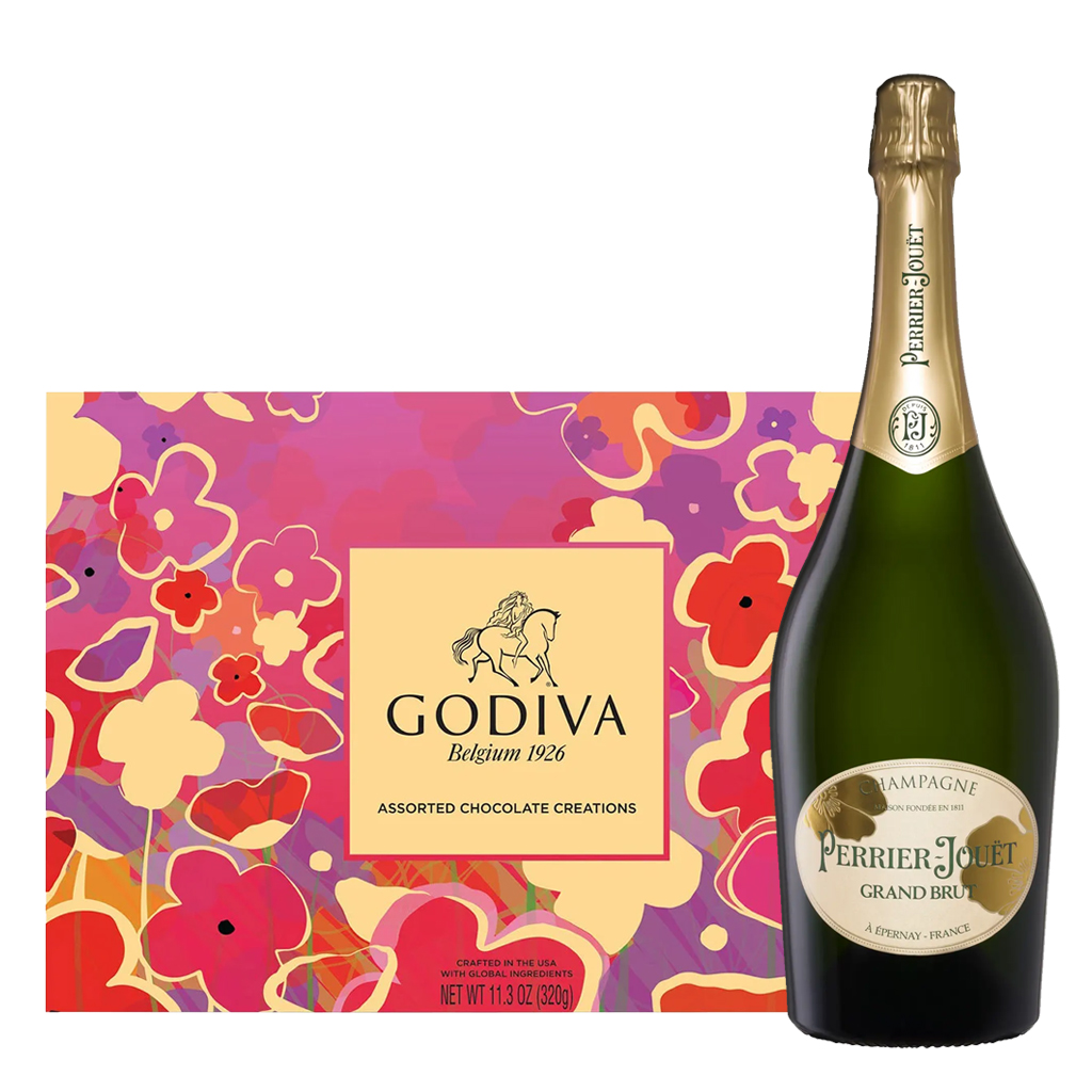 Perrier Jouet Grand Brut And Godiva 26 Pc Chocolate Gift Box