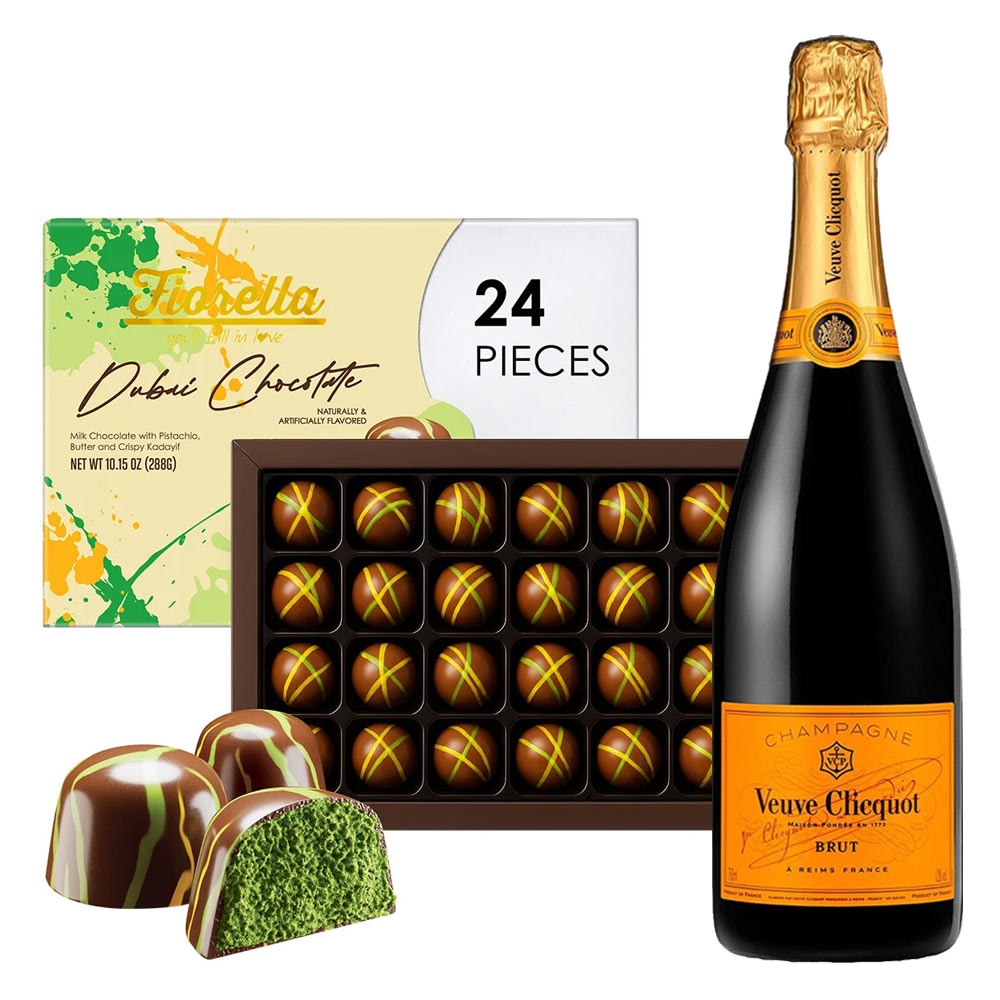 新品2本セット_Veuve Clicquot シャンパン_クリスマス&年末年始 Veuve Clicquot Champagne And Dubai Chocolate Set